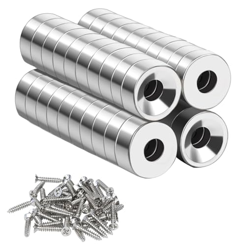 Neodym Magnete,40 Stück Magnete Extra Stark,Neodym Magnete Extra,Mit Loch 10x3-3 mm,Groß Stark Rund,für Magnetplatte, Küche, Kühlschrank Neodym Magnete,40 Stück Magnete Extra Stark,Neodym Magnete Extra,Mit Loch 10x3-3 mm,Groß Stark Rund,für Magnetplatte, Küche, Kühlschrank von gvivej