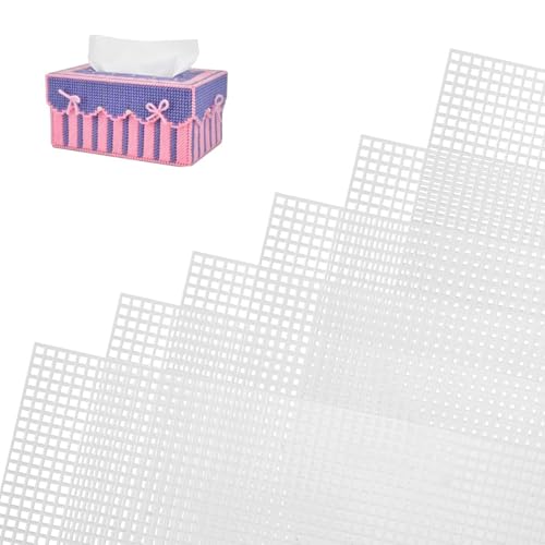 Plastic Canvas Sheets, 6 Stück Count Kreuzstich Kunststoffgitter, Kreuzstich Stoff Baumwolle,für Stickereien, Bastelarbeiten, Strickhäkelprojekte, DIY Taschen, Aquarium Trennwände von gvivej