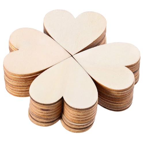 gvivej 50 Stück 50mm DIY Handwerk Verzierungen, Holzherzen Scheiben, Holzherzen Hochzeit, Für Wanddeko Herz, Deko Hochzeit, Geburtstag Taufe von gvivej