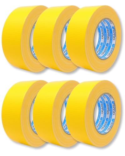 gws Gewebe-Klebeband, Synthesekautschuk-Panzertape-Duct-Tape, von Hand reißbar, 27 Mesh-Gewebe, Gewebeklebeband zur vielseitigen Anwendung 50 m x 48 mm (6, Gelb, 50 m x 44 mm) von gws
