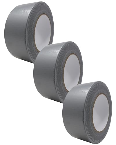 gws Gewebe-Klebeband 3 Rollen, Synthesekautschuk-Panzertape-Duct-Tape, von Hand reißbar, 27 Mesh-Gewebe, Gewebeklebeband zur vielseitigen Anwendung 50 m x 48 mm, Silber. von gws