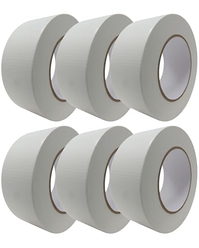 gws Gewebe-Klebeband 6 Rollen, Synthesekautschuk-Panzer-Duct-Tape, von Hand reißbar, 27 Mesh-Gewebe, Gewebeklebeband zur vielseitigen Anwendung 50 m x 48 mm weiß. von gws