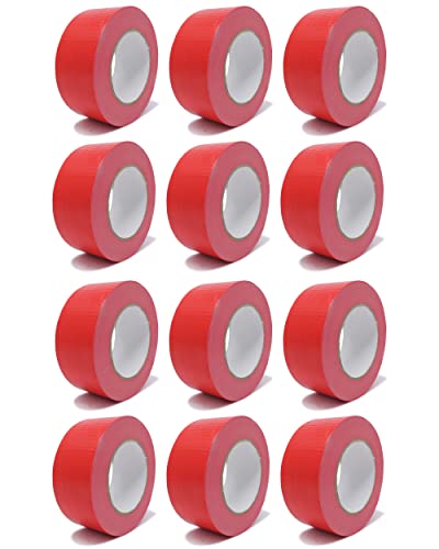 gws Panzer-Tape 12 Rollen kräftiges Gewebe-Klebeband für raue Untergründe | robustes Steinband von Hand reißbar | versch. Farben | 50 m x 50 mm rot von gws