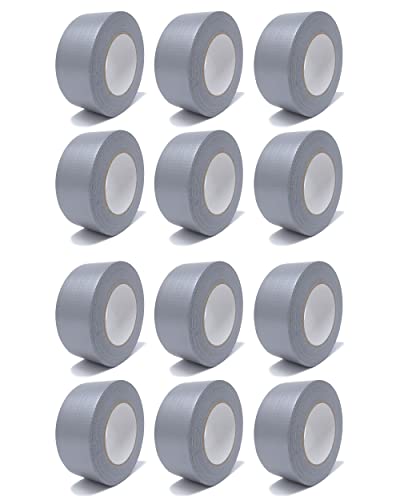 gws Panzer-Tape 12 Rollen kräftiges Gewebe-Klebeband für raue Untergründe | robustes Steinband von Hand reißbar | versch. Farben | Länge 50 m x 50 mm breit - silber von gws