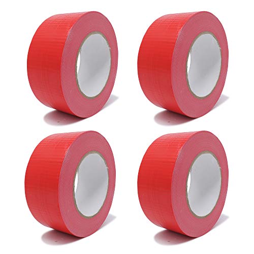 gws Panzer-Tape 4 Rollen kräftiges Gewebe-Klebeband für raue Untergründe robustes Steinband von Hand reißbar versch. Farben 50 m x 50 mm rot von gws
