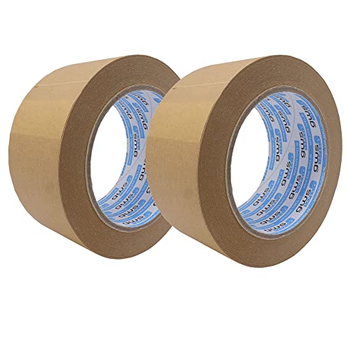 gws tapes Papier-Packband/Naturkautschuk-Klebstoff/nachhaltig/recyclinggerecht/Klebeband für Pakete, Umzug uvm / 50 m x 50 mm - braun - 2 Rollen von gws