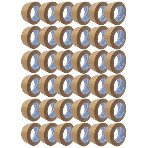 gws tapes Papier-Packband 36 Rollen/Naturkautschuk-Klebstoff/nachhaltig/recyclinggerecht/Klebeband für Pakete, Umzug uvm / 50 m x 50 mm,braun von gws