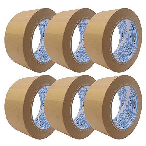 gws tapes Papier-Packband/Naturkautschuk-Klebstoff/nachhaltig/recyclinggerecht/Klebeband für Pakete, Umzug uvm / 50 m x 50 mm - braun - 6 Rollen von gws