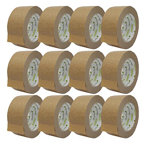 gws 12 Rollen monta 843 Papier-Packband/Naturkautschuk-Klebstoff/nachhaltig/recyclinggerecht/Klebeband für Pakete, Umzug uvm / 50 m x 50 mm, braun von gws