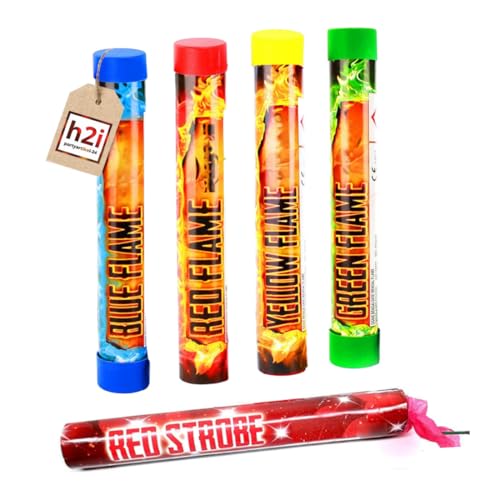 h2i Bengalo - Bengalfeuer | 5 St. | Color Mix | 40 s | Kraftvolle Handfackel für spektakuläre Lichteffekte | Leuchtfackel & Lanzenlicht mit heller Flamme & Rauch | Ideal für Partys & Events |h| Kat F1 von h2i