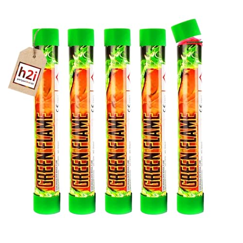 h2i Bengalo - Bengalfeuer | 5 St. | Grün | 40 s | Kraftvolle Handfackel für spektakuläre Lichteffekte | Leuchtfackel & Lanzenlicht mit Heller Flamme & Rauch | Ideal für Partys & Events | g | Kat F1 h2i Bengalo - Bengalfeuer | 5 St. | Grün | 40 s | Kraftvolle Handfackel für spektakuläre Lichteffekte | Leuchtfackel & Lanzenlicht mit Heller Flamme & Rauch | Ideal für Partys & Events | g | Kat F1 von h2i
