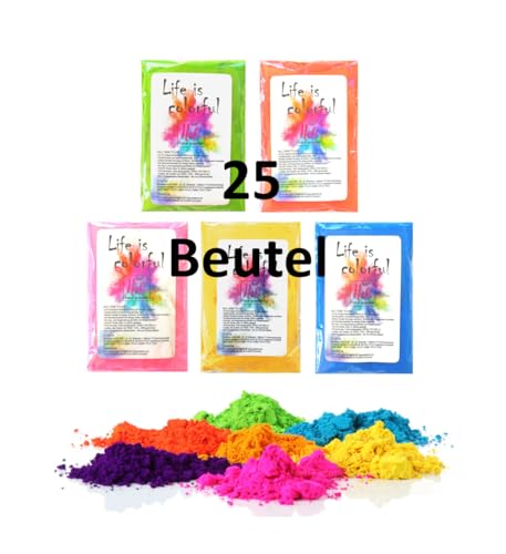 h2i Holi Pulver | 25 Beutel x 70 g | 1.750 g | 5 Farben | Holi Color Powder - 25 Farbbeutel mit leuchtenden Farben zum Werfen | für Festivals Fotoshooting Baby-Shower Party-Foto Fun & Action h2i Holi Pulver | 25 Beutel x 70 g | 1.750 g | 5 Farben | Holi Color Powder - 25 Farbbeutel mit leuchtenden Farben zum Werfen | für Festivals Fotoshooting Baby-Shower Party-Foto Fun & Action von h2i