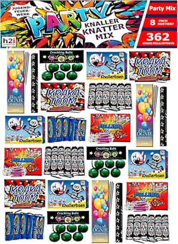 h2i Knaller Knatter Premium Mix | 362 Teile | 8fach sortiert & handverlesen| Partyspaß für Klein & Groß I für Silvester Halloween & Partys | Kinder & Jugendfeuerwerk | m | Ganzjahresfeuerwerk Kat. F1 h2i Knaller Knatter Premium Mix | 362 Teile | 8fach sortiert & handverlesen| Partyspaß für Klein & Groß I für Silvester Halloween & Partys | Kinder & Jugendfeuerwerk | m | Ganzjahresfeuerwerk Kat. F1 von h2i
