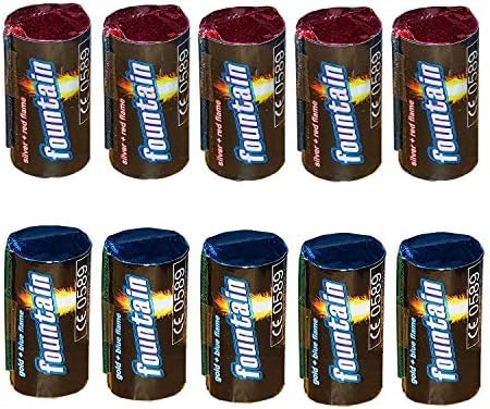h2i Mini Vulkan | 10 St. | +/- 20 sek | Outdoor Leuchtfontäne mit silber rot & blauem Funkenregen für Silvester, Halloween & Partys | Kinder & Jugendfeuerwerk | b | Ganzjahresfeuerwerk Kat 1 von h2i