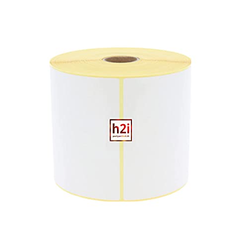 h2i Thermo-Direkt-Etikett 100 x 150 mm - 500 Etiketten je Rolle - Rollenkern 25,4 mm - Perforation - selbstklebend - für alle Etiketten- und Industriedrucker + h2i Sticker (1 Rolle / 500 Labels) von h2i