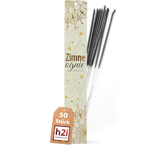 h2i Wunderkerzen | 50 Stück | 18 cm | Brenndauer ca. 35 Sek | Geburtstagskerzen Sprühkerze Spritzkerze Sternenspritzer und Funkenzauber für Party Hochzeit Silvester Geburtstag | f | Kat F1 von h2i