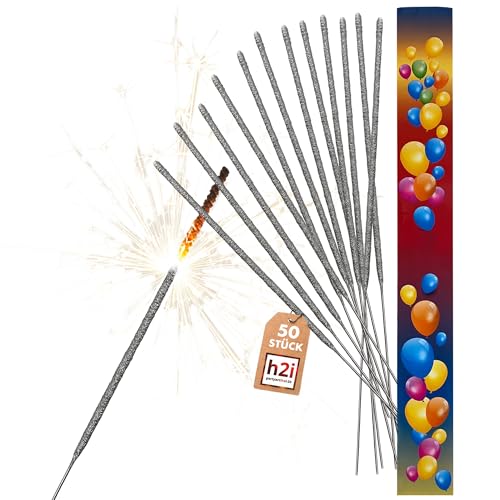 h2i Wunderkerzen | 50 Stück | 28 cm | Brenndauer ca. 60 Sek | Geburtstagskerzen Sprühkerze Spritzkerze Sternenspritzer und Funkenzauber für Party Hochzeit Silvester Geburtstag | f | Kat F1 h2i Wunderkerzen | 50 Stück | 28 cm | Brenndauer ca. 60 Sek | Geburtstagskerzen Sprühkerze Spritzkerze Sternenspritzer und Funkenzauber für Party Hochzeit Silvester Geburtstag | f | Kat F1 von h2i