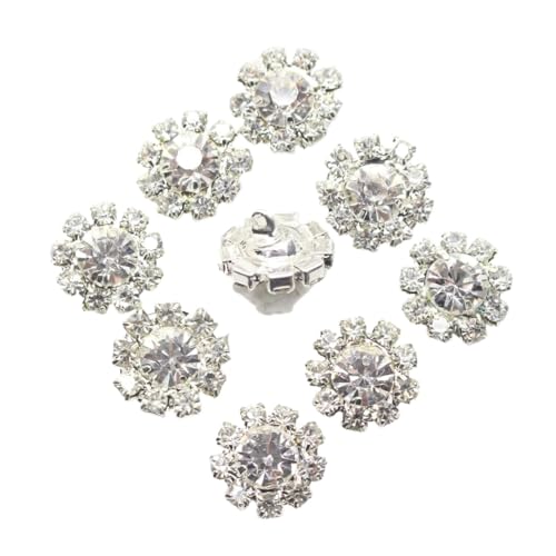 Knöpfe annähen, 10 Stück 12 mm silberne Metallknöpfe mit Kristallsteinen, ideal for Kleidung, Nähen, Knöpfe annähen, 10 Stück 12 mm silberne Metallknöpfe mit Kristallsteinen, ideal for Kleidung, Nähen, von hOnYbmq