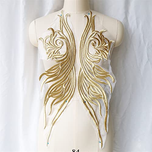 Stickerei Aufnäher, Bestickter Kragenaufnäher aus Stoff for Brautkleider, 57,1 x 14 cm von hOnYbmq