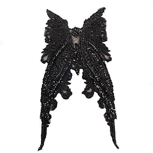 Stickerei-Aufnäher, schwere Perlen, Applikation, Kristall, Strass, Hochzeitskleid, Zubehör (schwarz) von hOnYbmq