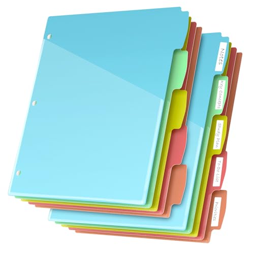 HABGP 10 Stück/2er-Set, 3 Ringbuch-Trennblätter mit Tabs, Trennblätter mit transparenten Vordertaschen für 3 Ringbuch-Farbseiten, 5 Registerkarten, drei Ringordner-Trennblätter mit Reitern, HABGP 10 Stück/2er-Set, 3 Ringbuch-Trennblätter mit Tabs, Trennblätter mit transparenten Vordertaschen für 3 Ringbuch-Farbseiten, 5 Registerkarten, drei Ringordner-Trennblätter mit Reitern, von habgp