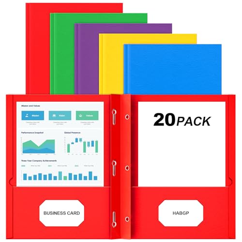 HABGP 2 Taschenordner mit Zinken, 20 Stück Papierordner mit Taschen und 3 Zinken, passend für Papier in Briefgröße, zum Organisieren von Akten in Schule, Büro und Geschäft (5 verschiedene Farben) HABGP 2 Taschenordner mit Zinken, 20 Stück Papierordner mit Taschen und 3 Zinken, passend für Papier in Briefgröße, zum Organisieren von Akten in Schule, Büro und Geschäft (5 verschiedene Farben) von habgp