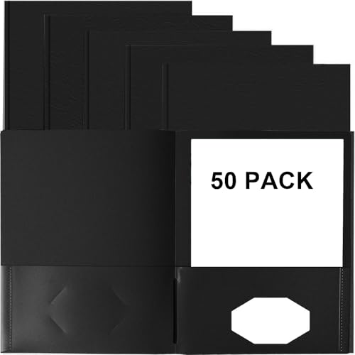 HABGP 50 schwarze Ordner mit Taschen, robustes Papier, zwei Taschen, Ordner mit Visitenkartenhalter für Schule, Büro, hohe Geschäfte, Lebenslauf HABGP 50 schwarze Ordner mit Taschen, robustes Papier, zwei Taschen, Ordner mit Visitenkartenhalter für Schule, Büro, hohe Geschäfte, Lebenslauf von habgp