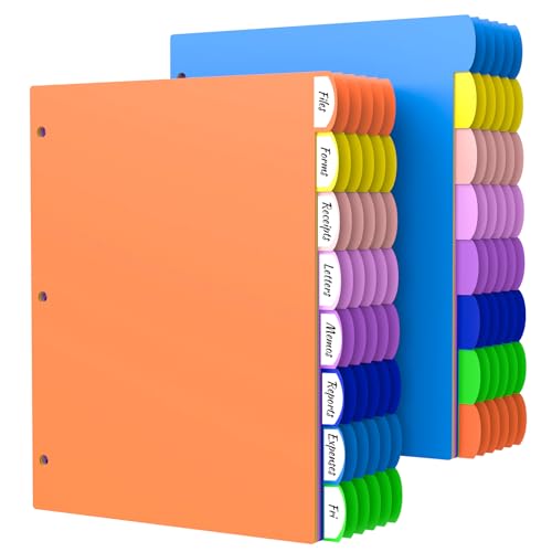 HABGP 96 Stück/12er-Set, 8 Registerkarten für 3-Ringordner, bunte 3-Ringbuch-Trennblätter mit Tabs, 96 Stück Seitenordner-Trennblätter, Kunststoff-Register-Trennblätter mit Reitern HABGP 96 Stück/12er-Set, 8 Registerkarten für 3-Ringordner, bunte 3-Ringbuch-Trennblätter mit Tabs, 96 Stück Seitenordner-Trennblätter, Kunststoff-Register-Trennblätter mit Reitern von habgp