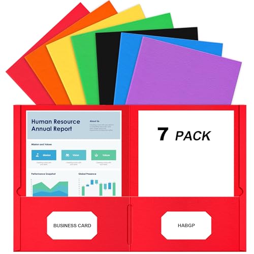 HABGP Ordner mit zwei Fächern, 7 Stück, Papierordner mit Taschen, passend für 21,6 x 27,9 cm, 7 verschiedene Farben, Aktenordner mit Taschen und Visitenkartenfächern für Schule, Büro, Zuhause HABGP Ordner mit zwei Fächern, 7 Stück, Papierordner mit Taschen, passend für 21,6 x 27,9 cm, 7 verschiedene Farben, Aktenordner mit Taschen und Visitenkartenfächern für Schule, Büro, Zuhause von habgp