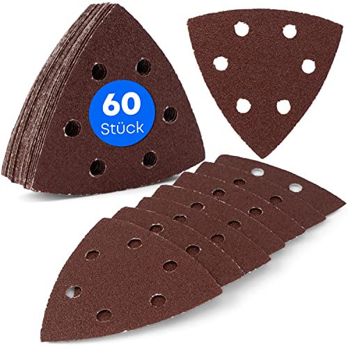 60 Stück/Delta-Schleifdreiecke / 6-Loch / 93 x 93 x 93 mm/je 10 x Korn 40-60 - 80-120 - 180-240 / für Deltaschleifer/Schleifblätter/dreieckige Schleifpads/Schleifpapier 60 Stück/Delta-Schleifdreiecke / 6-Loch / 93 x 93 x 93 mm/je 10 x Korn 40-60 - 80-120 - 180-240 / für Deltaschleifer/Schleifblätter/dreieckige Schleifpads/Schleifpapier von haerd group