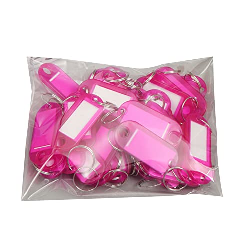 haiaxx 50 Stück Schlüssel, praktische Schlüssel-Etiketten mit geteiltem und beschriftbarem Fenster, Schlüssel-Identifikatoren, Gepäck-Schlüsselanhänger-Etikett, Schlüsselringe, Hot Pink von haiaxx