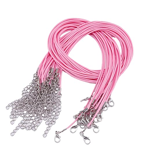 haiaxx Durchmesser 1,5 mm Lederband-Halskette mit Verschluss, verstellbares geflochtenes Seil für Schmuckherstellung, DIY-Halskette, Armband, Zubehör, Lederband, Rosa von haiaxx