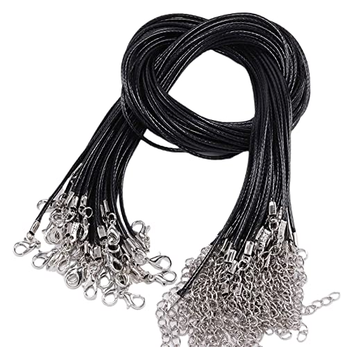 haiaxx Durchmesser 1,5 mm Lederband-Halskette mit Verschluss, verstellbares geflochtenes Seil für Schmuckherstellung, DIY-Halskette, Armband, Zubehör, Lederband, Schwarz von haiaxx