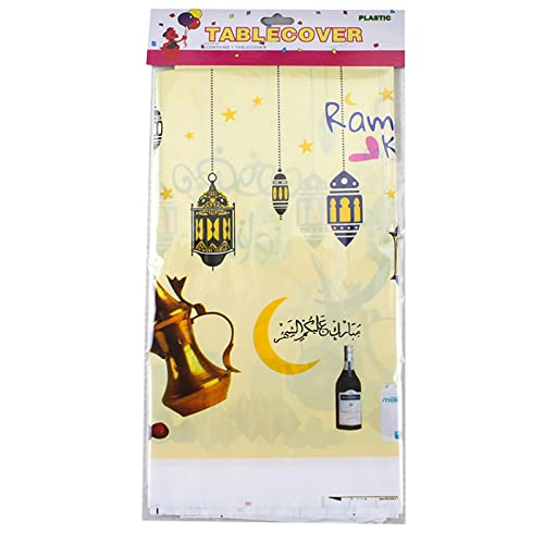 haiaxx Einweg-Tischdecke Eid Mubarak, PE-Kunststoff, Ramadan-Dekoration, Einweg-Tischdecke wie abgebildet von haiaxx