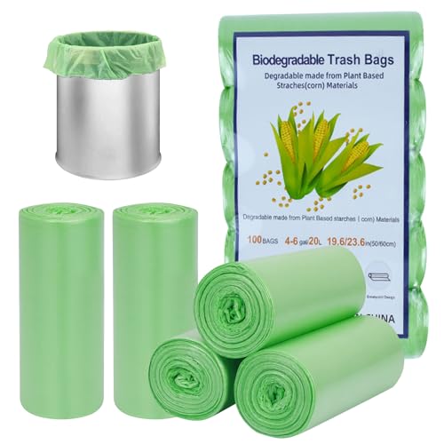 haierdidi Bio Müllbeutel 20L, 100 Stück Kompostierbare Biomüllbeutel Beutel 4 Gal, Recycled Thick, Biodegradable, Compostable, For Food/Household/Garden，50x60cm(20L) von haierdidi