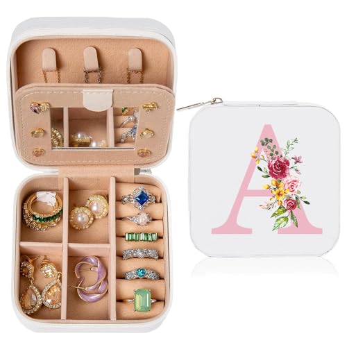 Schmuckkästchen Klein, Schmuckschatulle für Mädchen, Schmuckbox Damen, Reise Schmuck Etui, Jewelry Organizer Leder, für Ohrringe Halsketten Ringe, Hochzeit Geburtstag Muttertag Geschenk(Initialen A) Schmuckkästchen Klein, Schmuckschatulle für Mädchen, Schmuckbox Damen, Reise Schmuck Etui, Jewelry Organizer Leder, für Ohrringe Halsketten Ringe, Hochzeit Geburtstag Muttertag Geschenk(Initialen A) von hamatata
