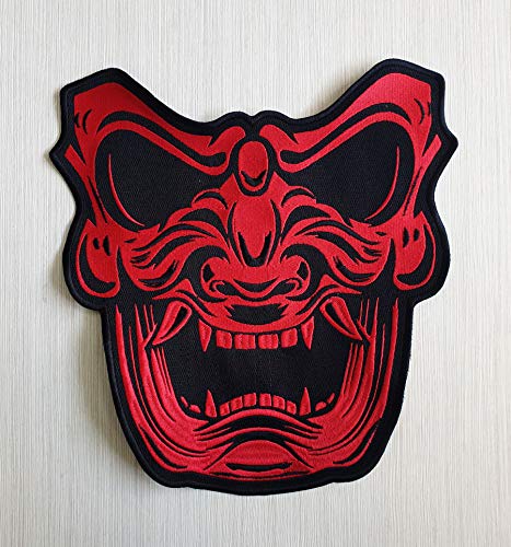 Aufnäher Samurai Mask Ninja Warrior Martial Arts Patch, große Größe Stickerei Iron on Jacket Back Patch Motorrad Patch Urban Art Patch (Rot) von handmade