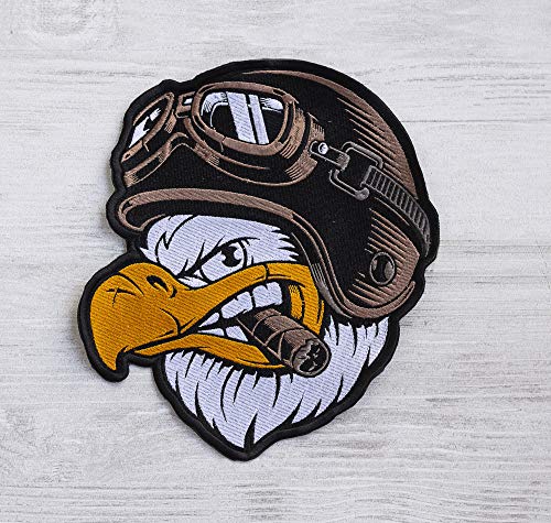 Handgefertigter Adler-Piloten-Aufnäher, große Stickerei, zum Aufbügeln, Jackenrücken, Motorrad-Aufnäher, Urban Art Patch von handmade