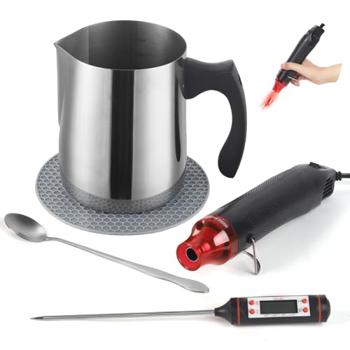 handysienda Kerzenherstellungs-Set für Erwachsene, DIY-Soja-Kerzenherstellungs-Set für Anfänger, mit Heißluftpistole, 900 ml Ausgießtopf, Metallkrug, Thermometer, Zubehör zur Kerzenherstellung von handysienda