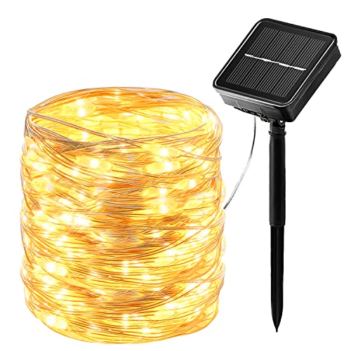 Solar Lichterkette Außen 26 m/240 LED Lichterkette Aussen 8 Modi Kupferdraht Solarlichterkette IP65 Wetterfest für Garten, Balkon, Terrasse, Tor, Hof, Hochzeit, Party von hangyiwei