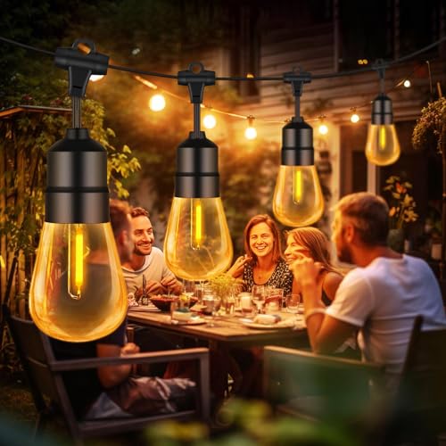 hangyiwei Lichterkette Außen Strom - 18M S14 15+2 LED Lichterkette Outdoor Bruchsicher IP68 Wasserdicht für Garten, Terrasse, Balkon, Hochzeiten, Party (Warmweiß) von hangyiwei
