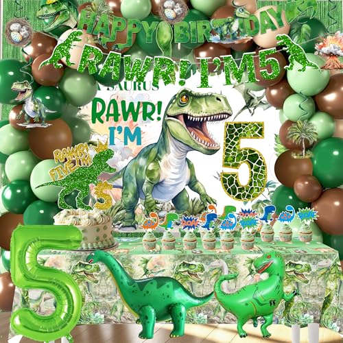 Dinosaurier Jungen 5. Geburtstag Dino Jurassic 5. Geburtstag Dekoration für Jungen Dinosaurier 5. Geburtstag Party Supplies enthalten Banner, Hintergrund, Tischdecke, Tortenaufsatz, Luftballons Dinosaurier Jungen 5. Geburtstag Dino Jurassic 5. Geburtstag Dekoration für Jungen Dinosaurier 5. Geburtstag Party Supplies enthalten Banner, Hintergrund, Tischdecke, Tortenaufsatz, Luftballons von hanviync