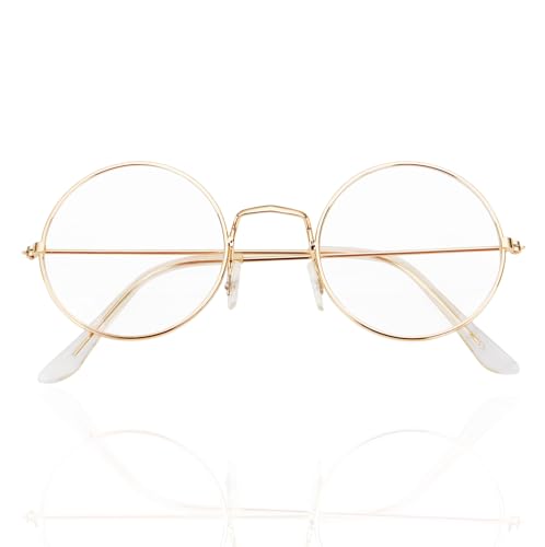 happymas Weihnachtsmannbrille - Nikolausbrille Brille Kostümbrille - Zauberer - rund Nickelbrille Brille Nikolaus rund Verkleidung Kostümbrille an Weihnachten als Nikolauskostüm, Weihnachtsmannkostüm von happymas