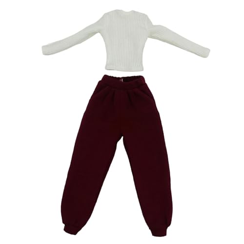 harayaa 1/6 Skala Weibliche Kleidung, handgefertigt, Actionfiguren Kleidung Kostüm Langarm gestrickt und Jogginghosen für 12 '' Zoll Puppe, Rot Und Weiß von harayaa