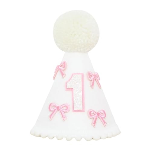 harayaa 1 Geburtstag Hutkegel Hut Pink Boho BOHO POM TOPPER Geburtstag Hut Erste Geburtstagsfeier Dekoration für Jungen Mädchen von harayaa