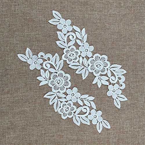 harayaa 1 Paar Schwarze, mit Blumen Bestickte Polyester Spitzenapplikation Am Kragen Annähen - Weiß, one Size von harayaa