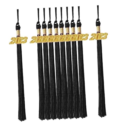 harayaa 10 X 2023 Abschluss Quasten Dekorationen mit 2023 Charm, Einfarbig, 15" Lang für Zeremonien Party Accessoires, Schwarz von harayaa