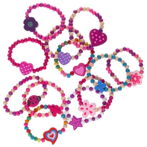 harayaa 12 Stück Mädchen Prinzessin Armbänder Holzperlen Anhänger Geburtstagsgeschenke Partytütenfüller Spielschmuck von harayaa