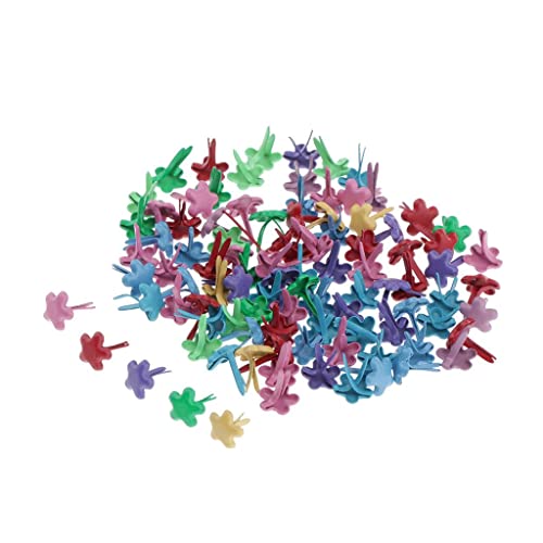 harayaa 15 Mm Gemischte Farben Metall Mini Brads für Scrapbooking Zubehör Verschönerung Verschluss DIY Kunsthandwerk, Blumenkopf 100pcs von harayaa
