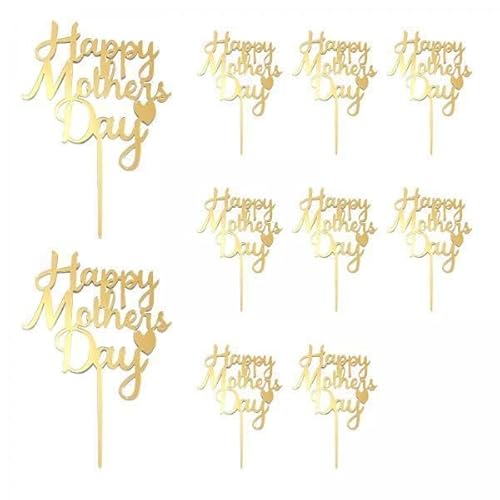 harayaa 3x 10 Stück „Happy Mother's Day“ Kuchenaufsätze, Muttertags Kuchendekorationen, Doppelseitige Acryl Muttertags Kuchenaufsätze für Mama von harayaa